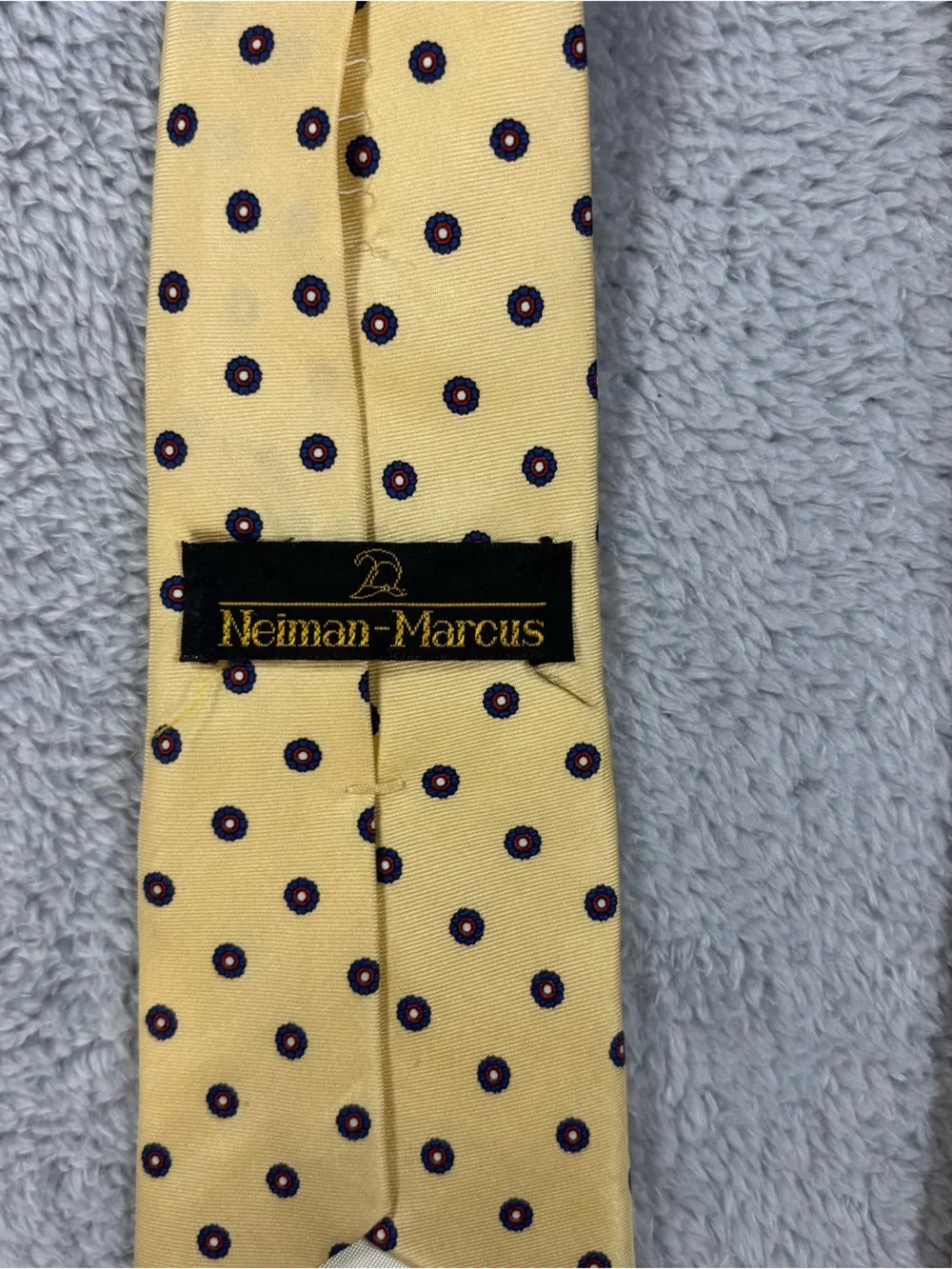 Neiman Marcus Yellow Tie with Black Polka Dots